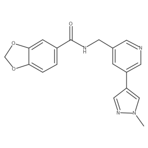 N-((5-(1-methyl-1H-pyrazol-4-yl)pyridin-3-yl)methyl)benzo[d][1,3]dioxole-5-carboxamide Structure