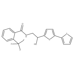 N-(2-{[2,2'-bithiophene]-5-yl}-2-hydroxyethyl)-2-(trifluoromethyl)benzamide结构式