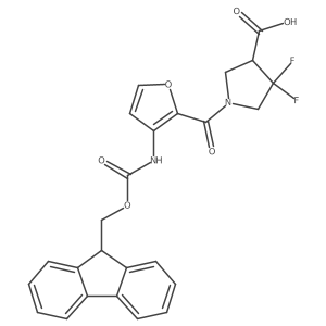 1-[3-({[(9H-fluoren-9-yl)methoxy]carbonyl}amino)furan-2-carbonyl]-4,4-difluoropyrrolidine-3-carboxylic acid Structure