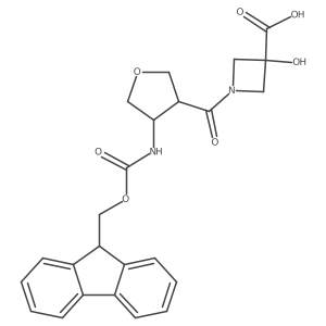 1-[4-({[(9H-fluoren-9-yl)methoxy]carbonyl}amino)oxolane-3-carbonyl]-3-hydroxyazetidine-3-carboxylic acid结构式