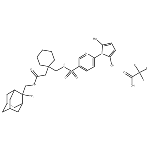 N-[(2-aminoadamantan-2-yl)methyl]-2-(1-{[6-(2,5-dihydroxy-1H-pyrrol-1-yl)pyridine-3-sulfonamido]methyl}cyclohexyl)acetamide; trifluoroacetic acid结构式