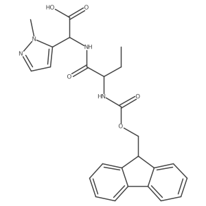 2-[(2R)-2-({[(9H-fluoren-9-yl)methoxy]carbonyl}amino)butanamido]-2-(1-methyl-1H-pyrazol-5-yl)acetic acid结构式