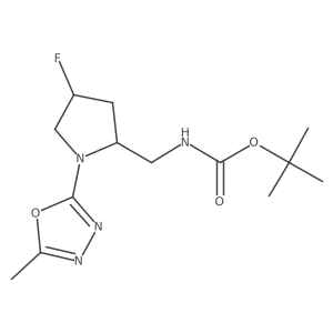 tert-butyl N-{[(2S,4S)-4-fluoro-1-(5-methyl-1,3,4-oxadiazol-2-yl)pyrrolidin-2-yl]methyl}carbamate结构式