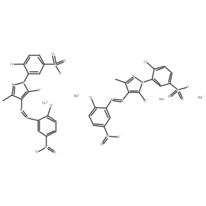 Bis[4-chloro-3-[4,5-dihydro-4-[2-[2-(hydroxy-kappaO)-5-nitrophenyl]diazenyl-kappaN1]-3-methyl-5-(oxo-kappaO)-1H-pyrazol-1-yl]benzenesulfonato(3-)]-ferrate(3-) sodium (1:3) Structure