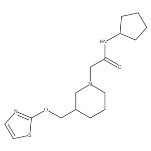 N-cyclopentyl-2-{3-[(1,3-thiazol-2-yloxy)methyl]piperidin-1-yl}acetamide结构式