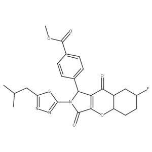 methyl 4-[7-fluoro-2-[5-(2-methylpropyl)-1,3,4-thiadiazol-2-yl]-3,9-dioxo-4a,5,6,7,8,8a-hexahydro-1H-chromeno[2,3-c]pyrrol-1-yl]benzoate结构式