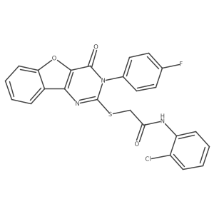 N-(2-chlorophenyl)-2-((3-(4-fluorophenyl)-4-oxo-3,4-dihydrobenzofuro[3,2-d]pyrimidin-2-yl)thio)acetamide结构式