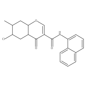 6-chloro-7-methyl-N-naphthalen-1-yl-4-oxo-4a,5,6,7,8,8a-hexahydrochromene-3-carboxamide Structure