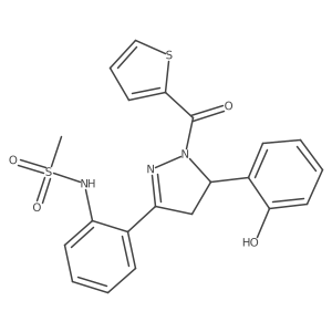 N-{2-[5-(2-hydroxyphenyl)-1-(2-thienylcarbonyl)-4,5-dihydro-1H-pyrazol-3-yl]phenyl}methanesulfonamide结构式