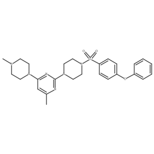 4-Methyl-6-(4-methylpiperazin-1-yl)-2-(4-((4-phenoxyphenyl)sulfonyl)piperazin-1-yl)pyrimidine结构式