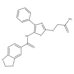 N-(2-((2-amino-2-oxoethyl)thio)-4-phenylthiazol-5-yl)benzo[d][1,3]dioxole-5-carboxamide Structure