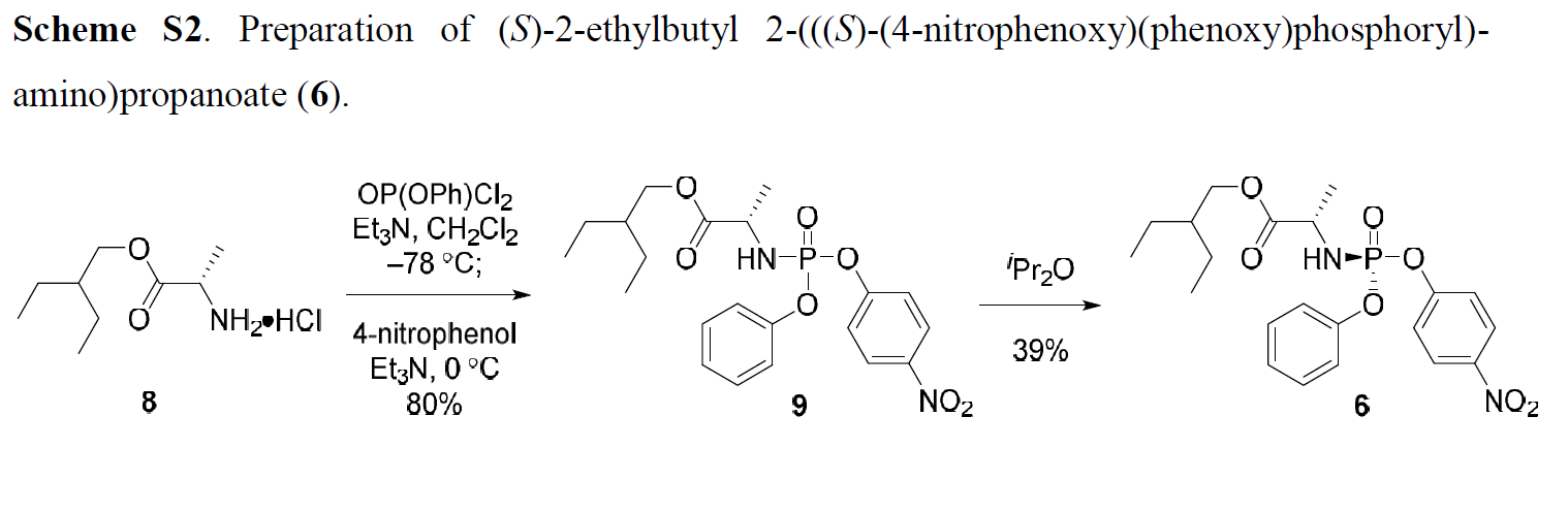 (S)-2-ethylbutyl 2-(((S)-(4-nitrophenoxy)(phenoxy)phosphoryl)-
amino)propanoate合成路线